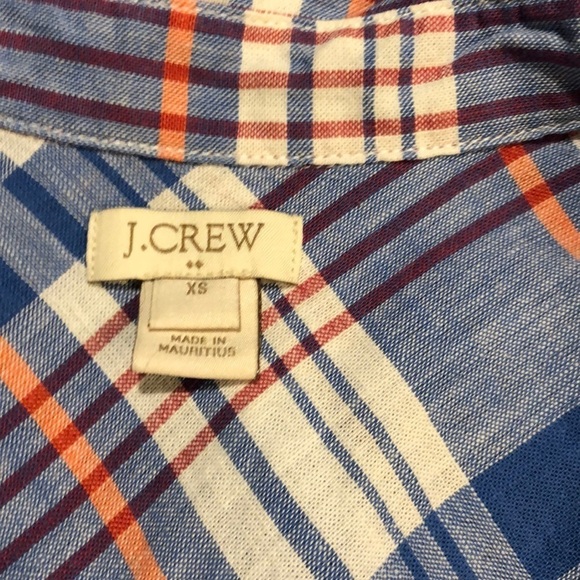 J. Crew Blue Plaid Boyfriend Popover Shirt XS - Picture 3 of 3